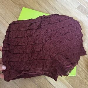 Women's Lace Burgundy Bloomer Shorts